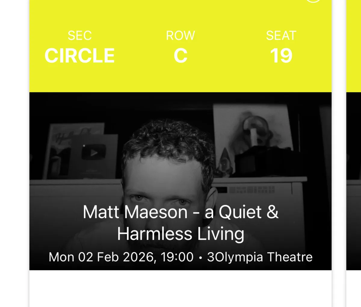 2x Seated Matt Maeson tickets- Olympia Theatre