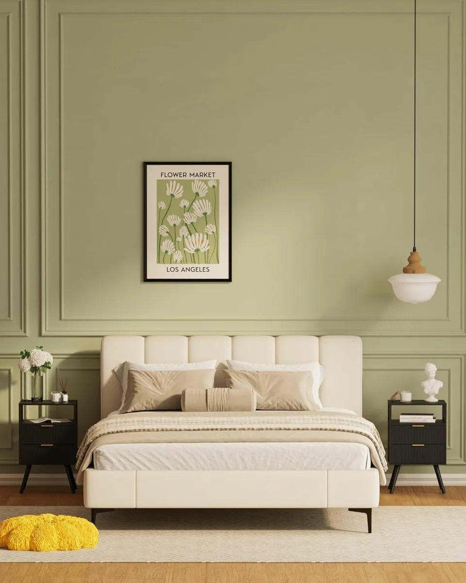 Wooden Bedside Table Nightstand with 2 Storage - Image 3