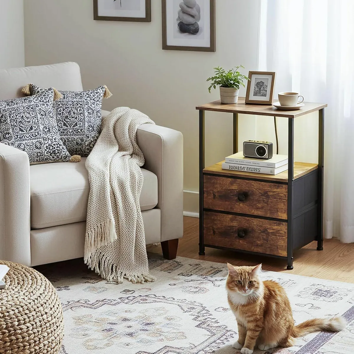 Bedside Table Set of 2 with Charging Station - Image 4