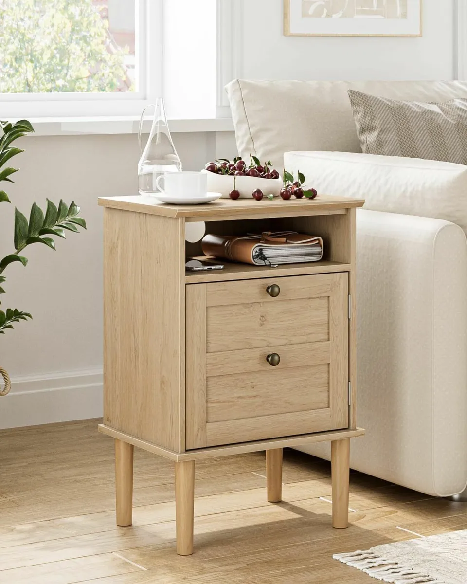 Wooden Bedside Cabinet with Door Open Top Shelf – - Image 3