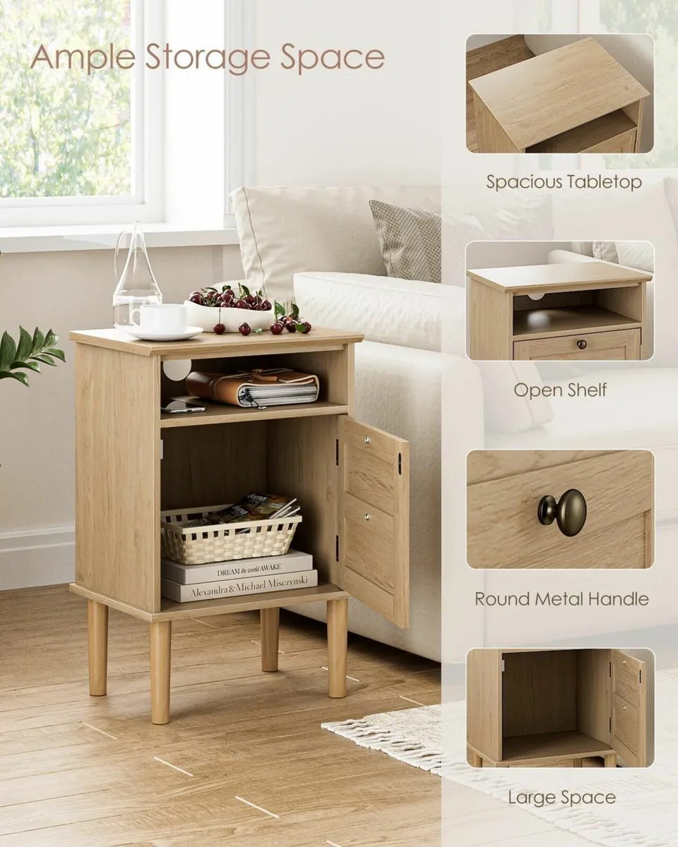 Wooden Bedside Cabinet with Door Open Top Shelf – - Image 4