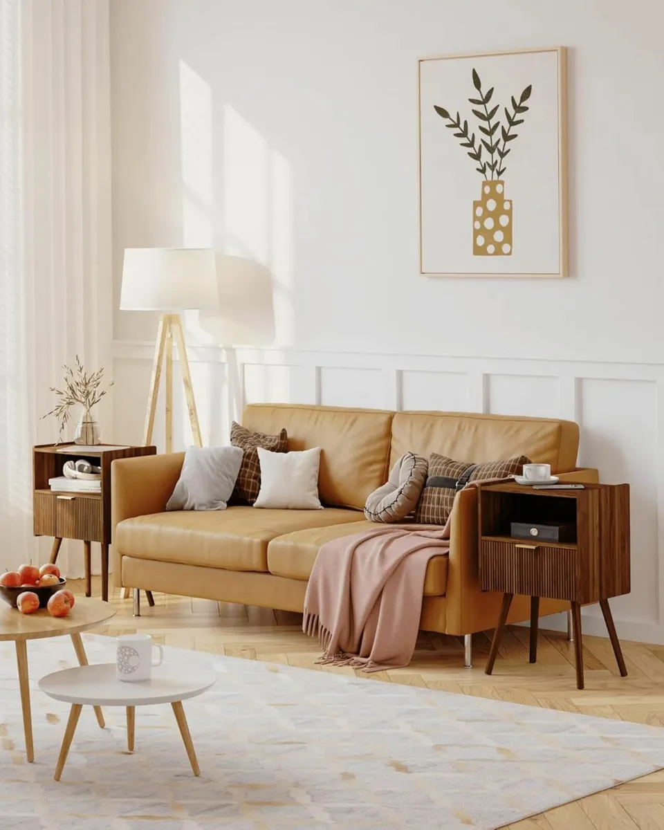 Modern Bedside Table with Storage Drawer and Open - Image 4