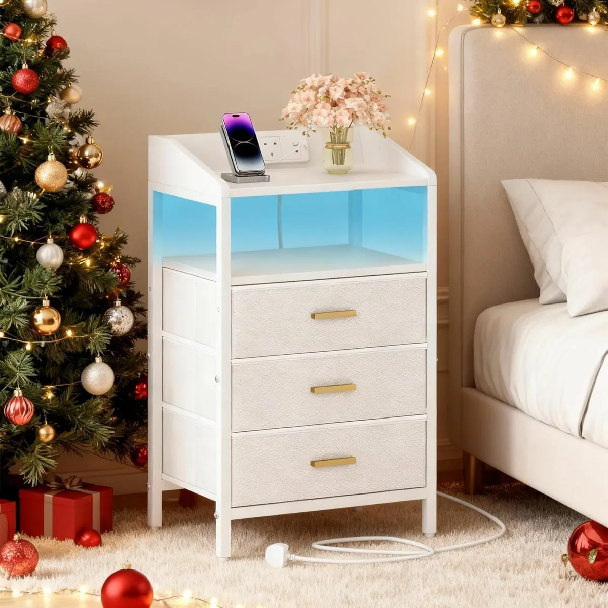 Bedside Tables Set of 2 with Charging Station and - Image 4