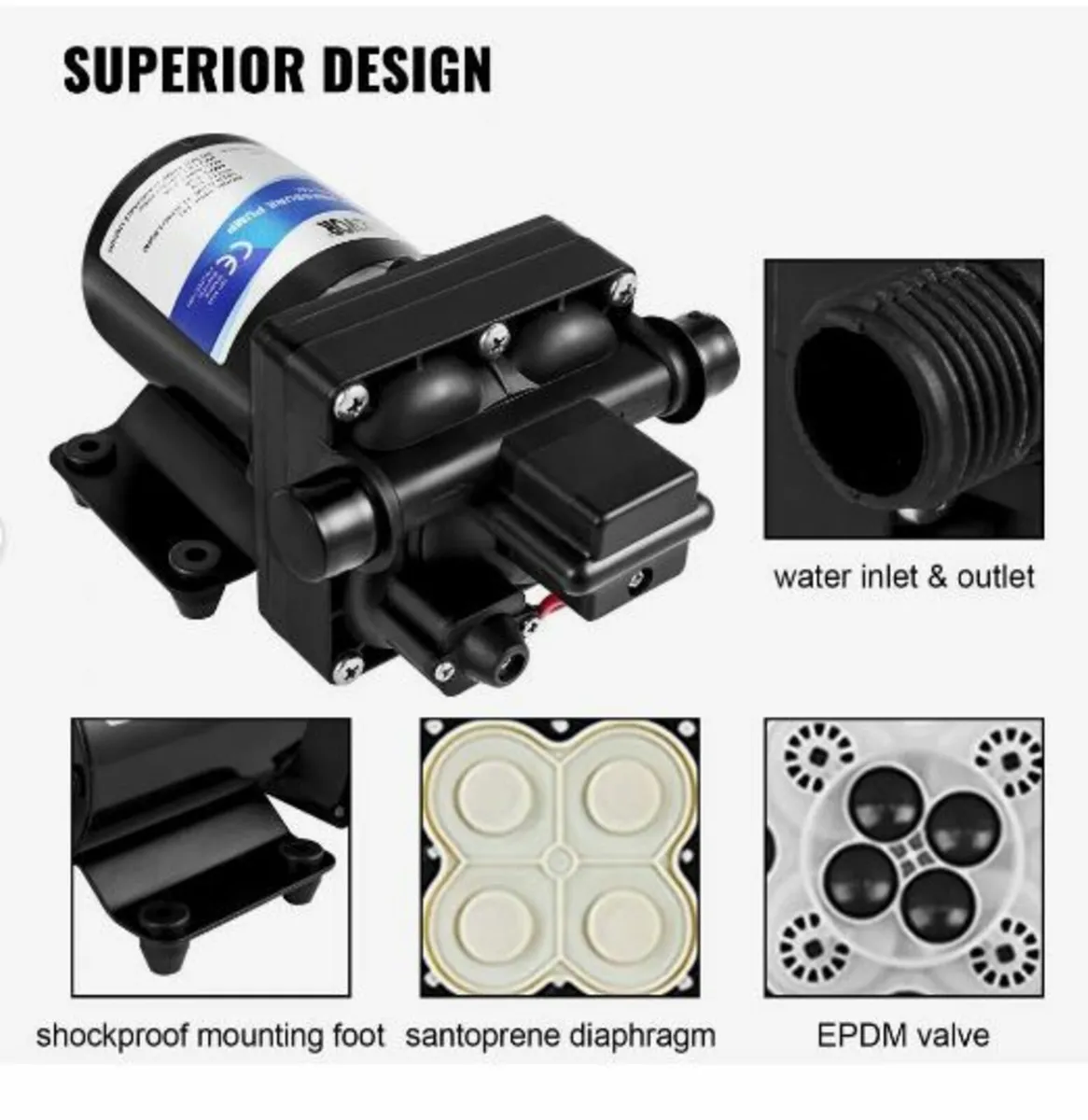 Fresh Water Pump, 12 V Self Priming Sprayer - Image 3