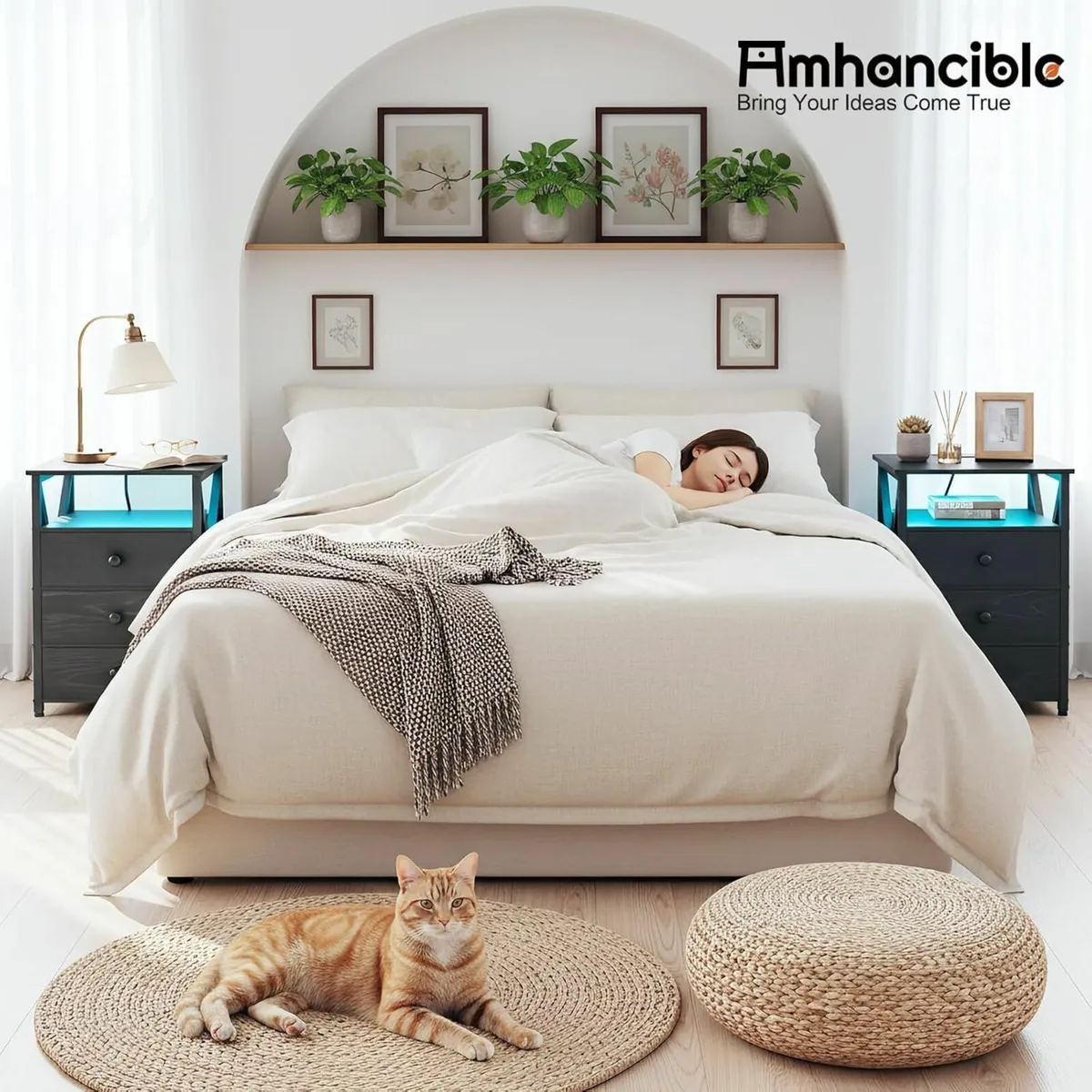 Bedside Table with Charging Station Side Led - Image 4