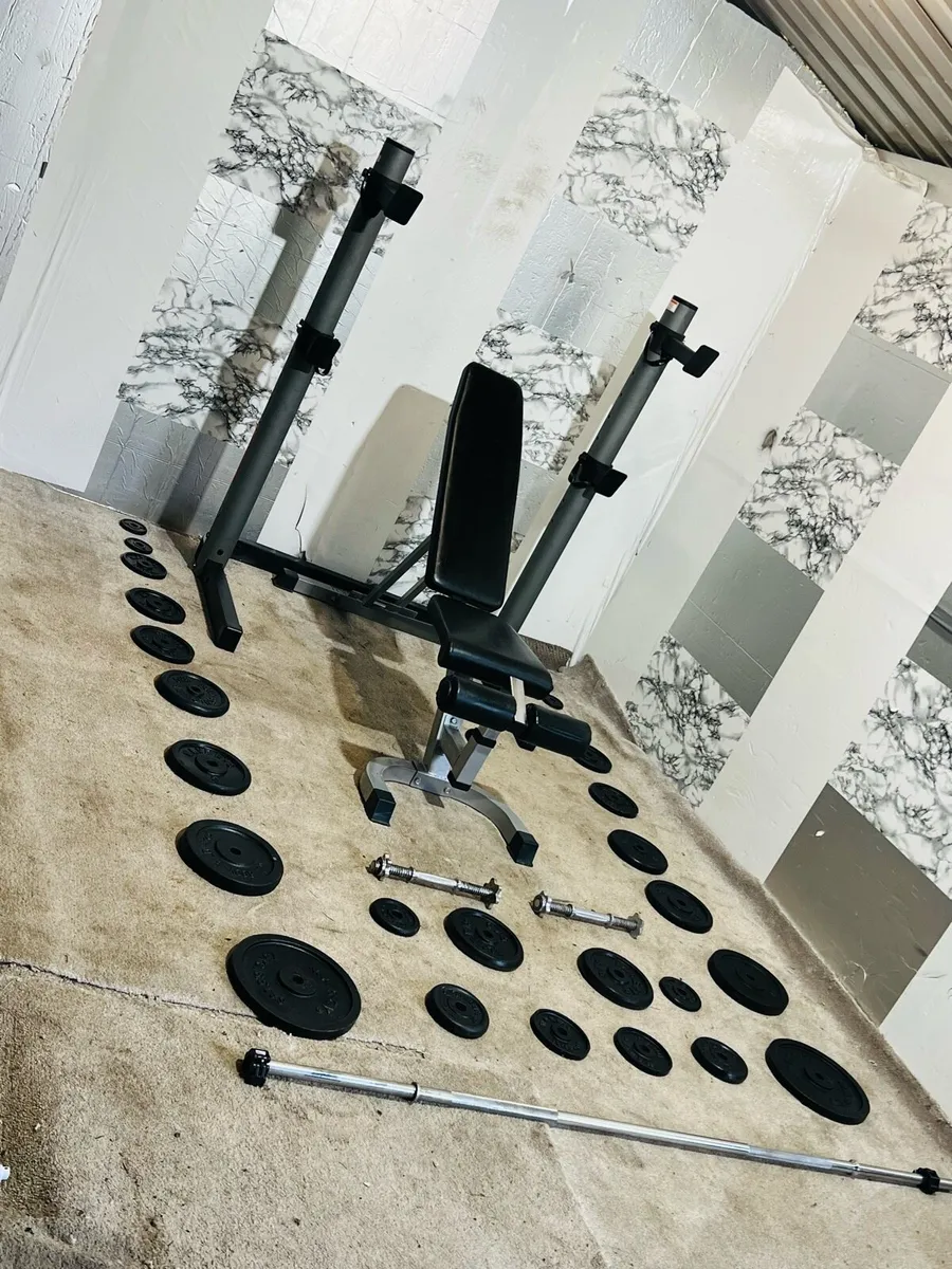 IRON WEIGHTS RACK BENCH BARBELL DUMBBELLS - Image 2