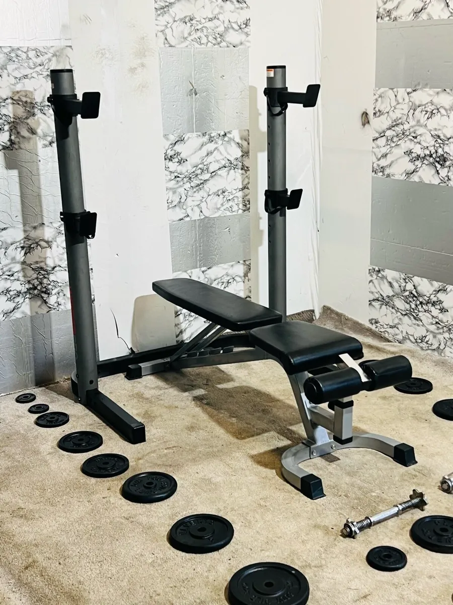 IRON WEIGHTS RACK BENCH BARBELL DUMBBELLS - Image 4