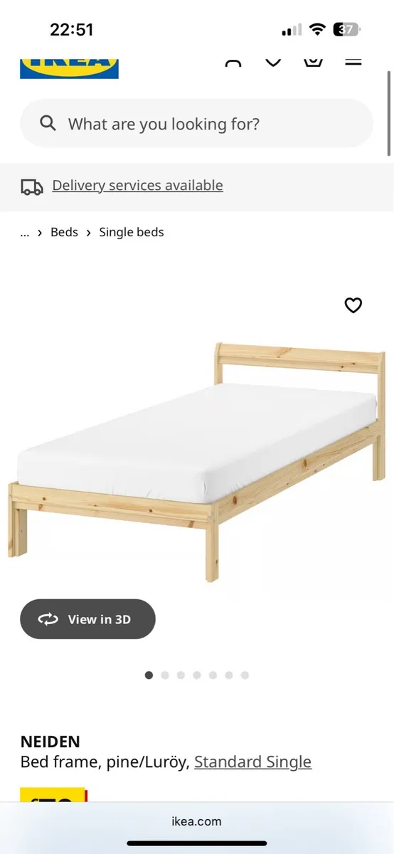 Single bed x 2, IKEA Neiden bed frame - Image 1