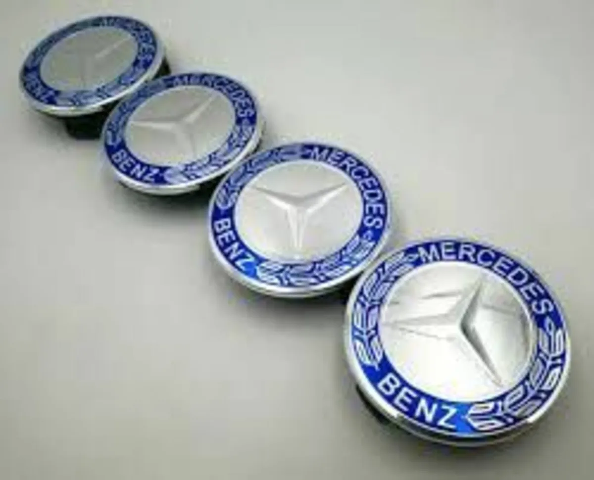 Set of 4 x Mercedes Centre Caps 75mm (Light Blue)