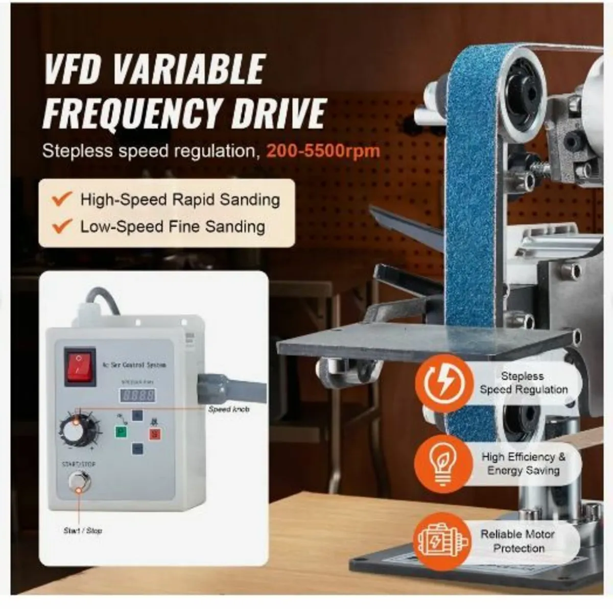 Belt Grinder Sander, 30 x 1-Inch Variable Speed - Image 4