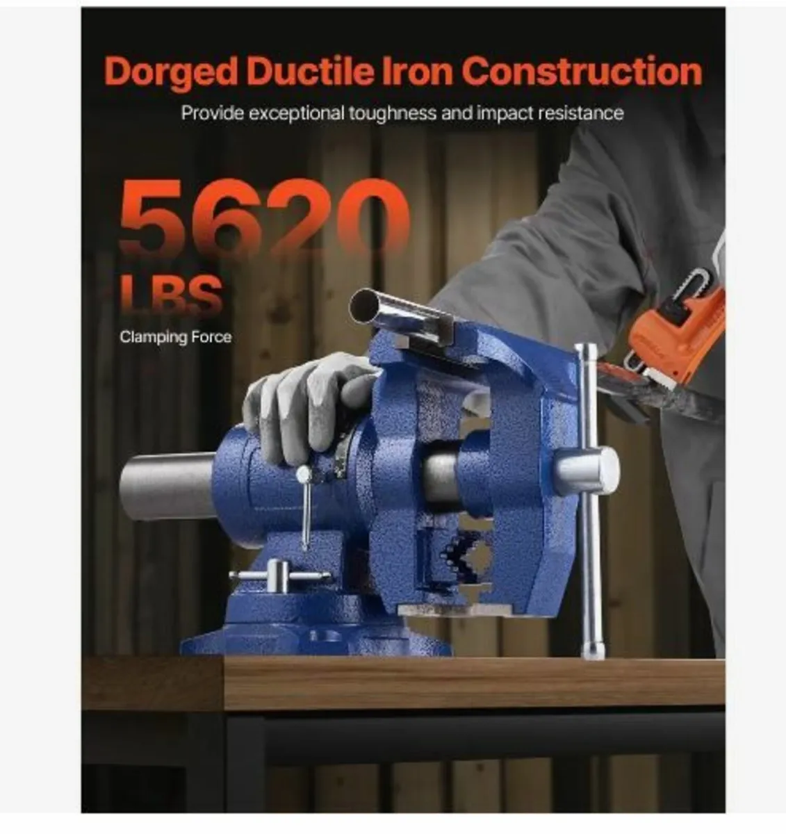 Heavy Duty Bench Vise, 165 mm / 6.5" Jaw - Image 2