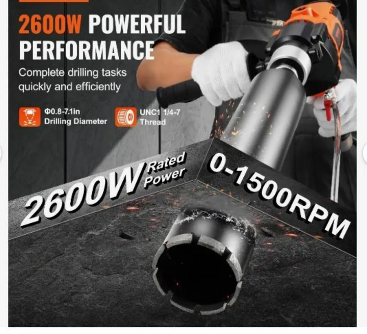 Core Drill Machine 2.03-18 cm Dia 2600W - Image 3