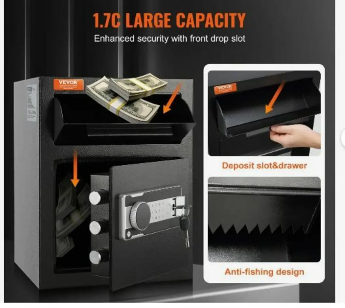 1.7 Cub Depository Safe, Deposit Safe - Image 3