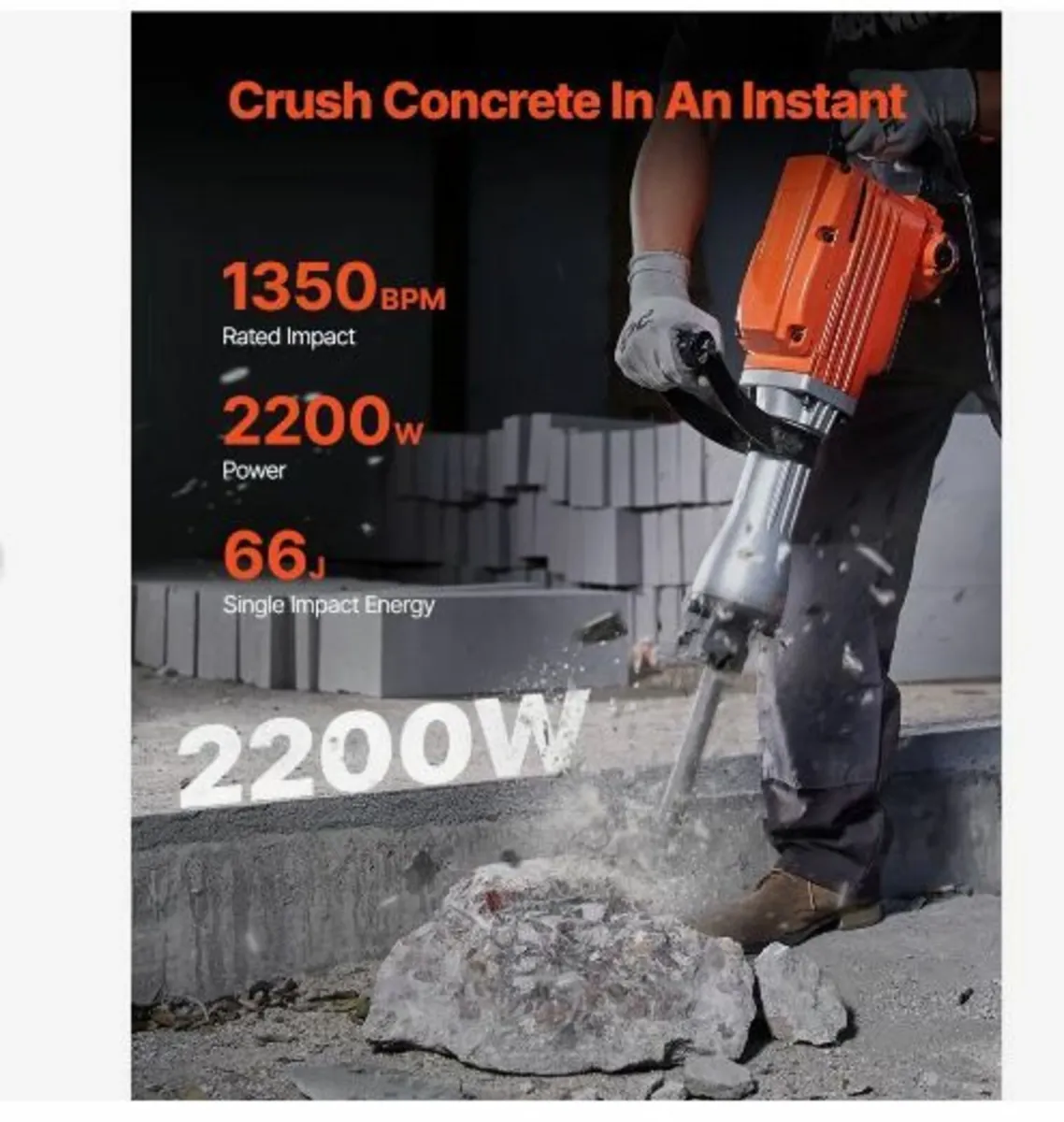 Demolition Jack Hammer Concrete Breaker 2200W - Image 4
