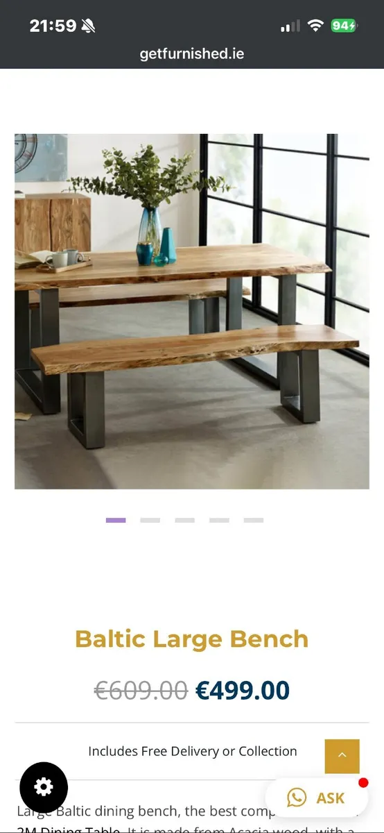Table, bench and 2 x chairs - Image 3