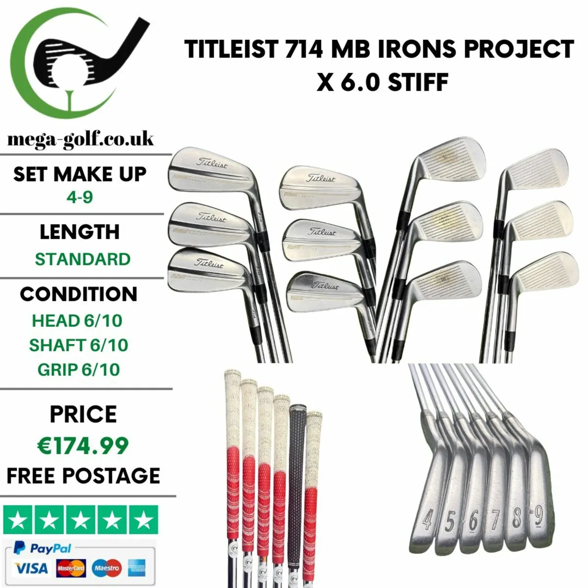 Titleist 714 MB Irons / 4-9 / Project X 6.0 Stiff - Image 1