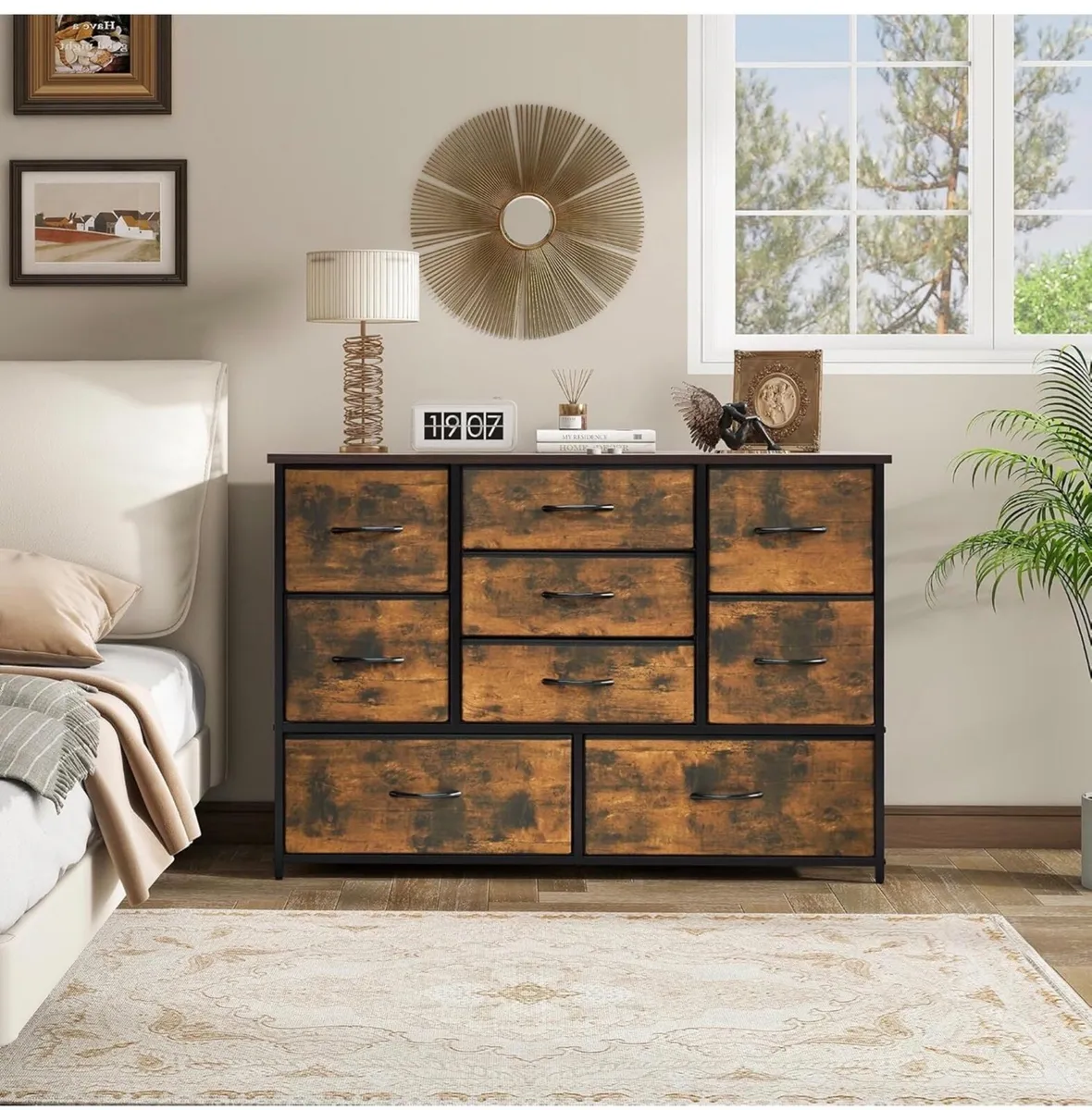 Chest of Drawers for Bedroom, 9 Drawer Fabric Dres - Image 2