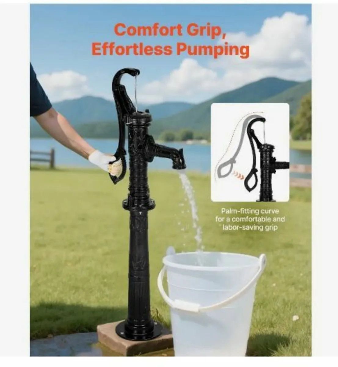 Well Hand Pitcher Pump, 20 ft Max Lift - Image 2