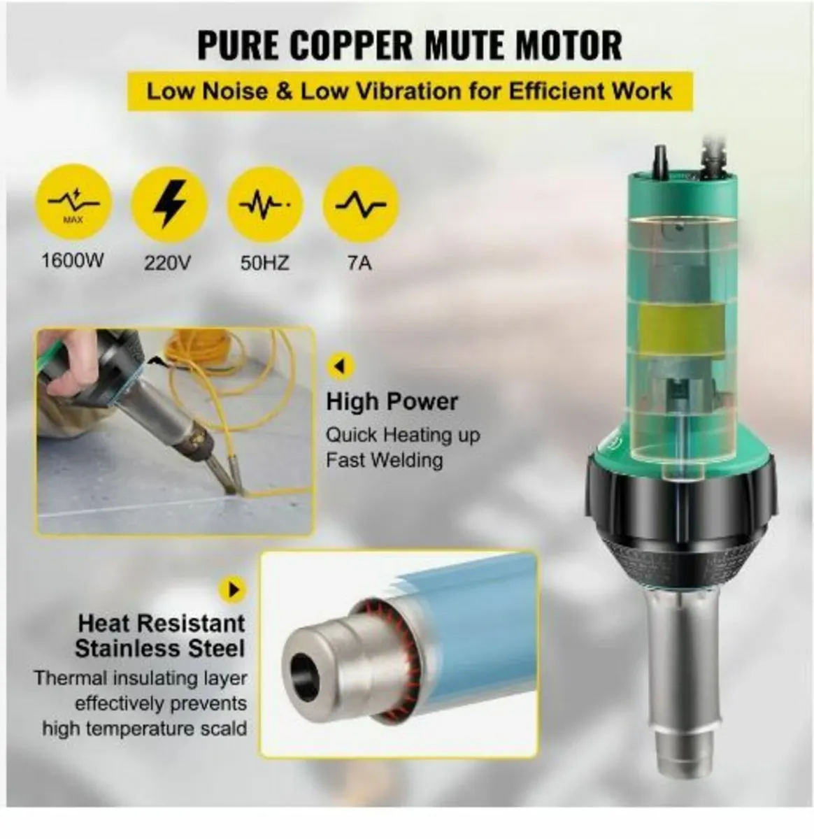 Roofing Welder, 8 Pcs PVC Welding Gun, 1600W - Image 2