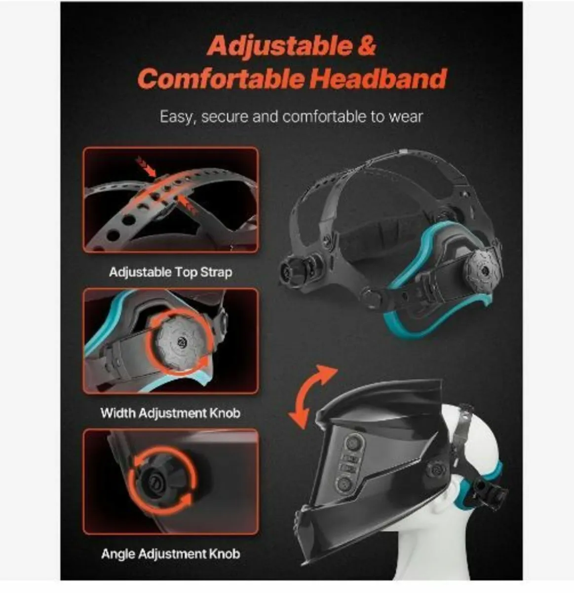 Welding Helmet Auto Darkening, 100 x 95 mm - Image 4