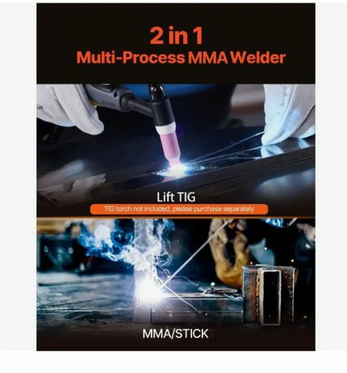 MMA Welder, 205A 2-in-1 MMA Lift TIG Stick - Image 2