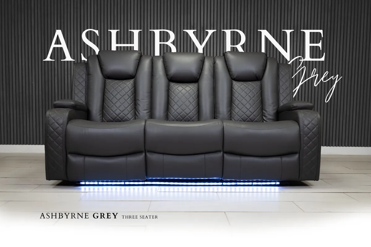 Ashbyrne Dark Grey Electric Leather Recliner Sofa - Image 3
