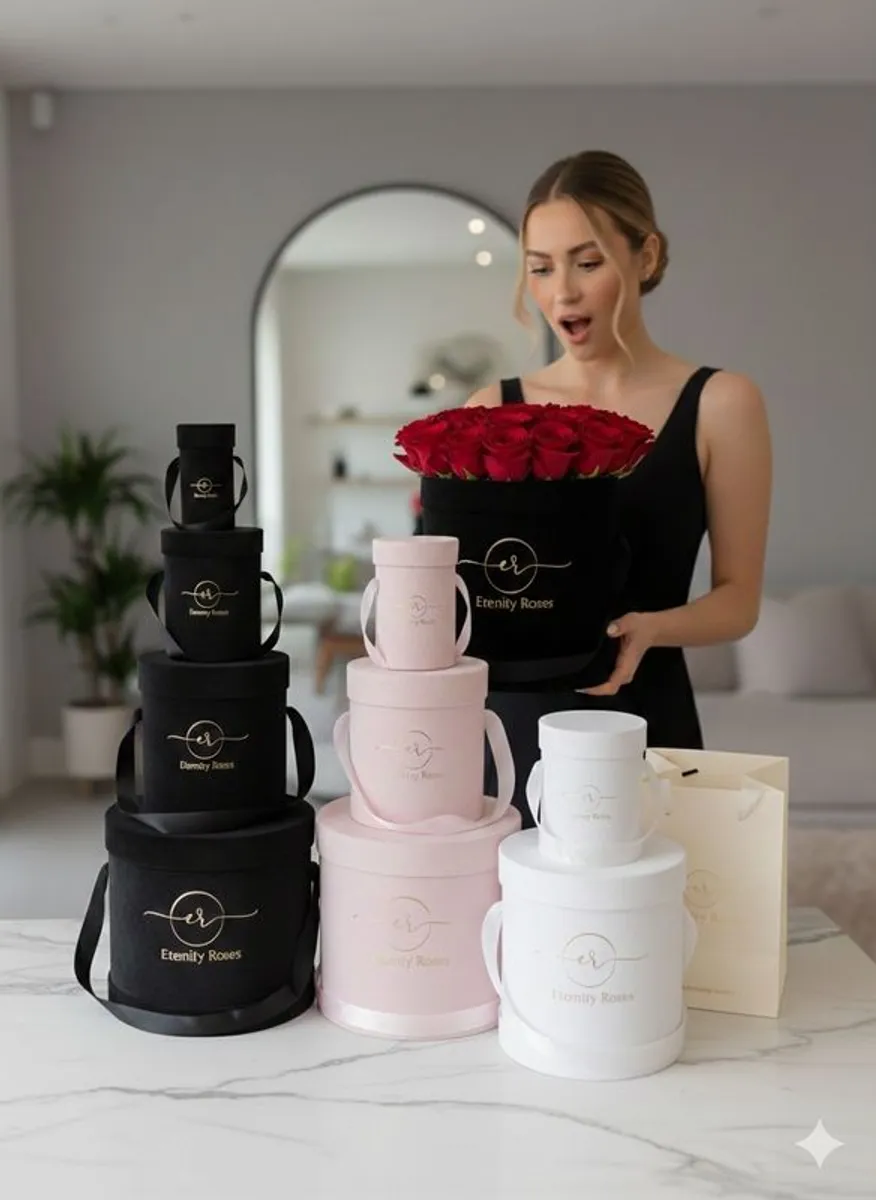 Flower Velvet Boxes set Hat Boxes With Lid And Bags - Image 1