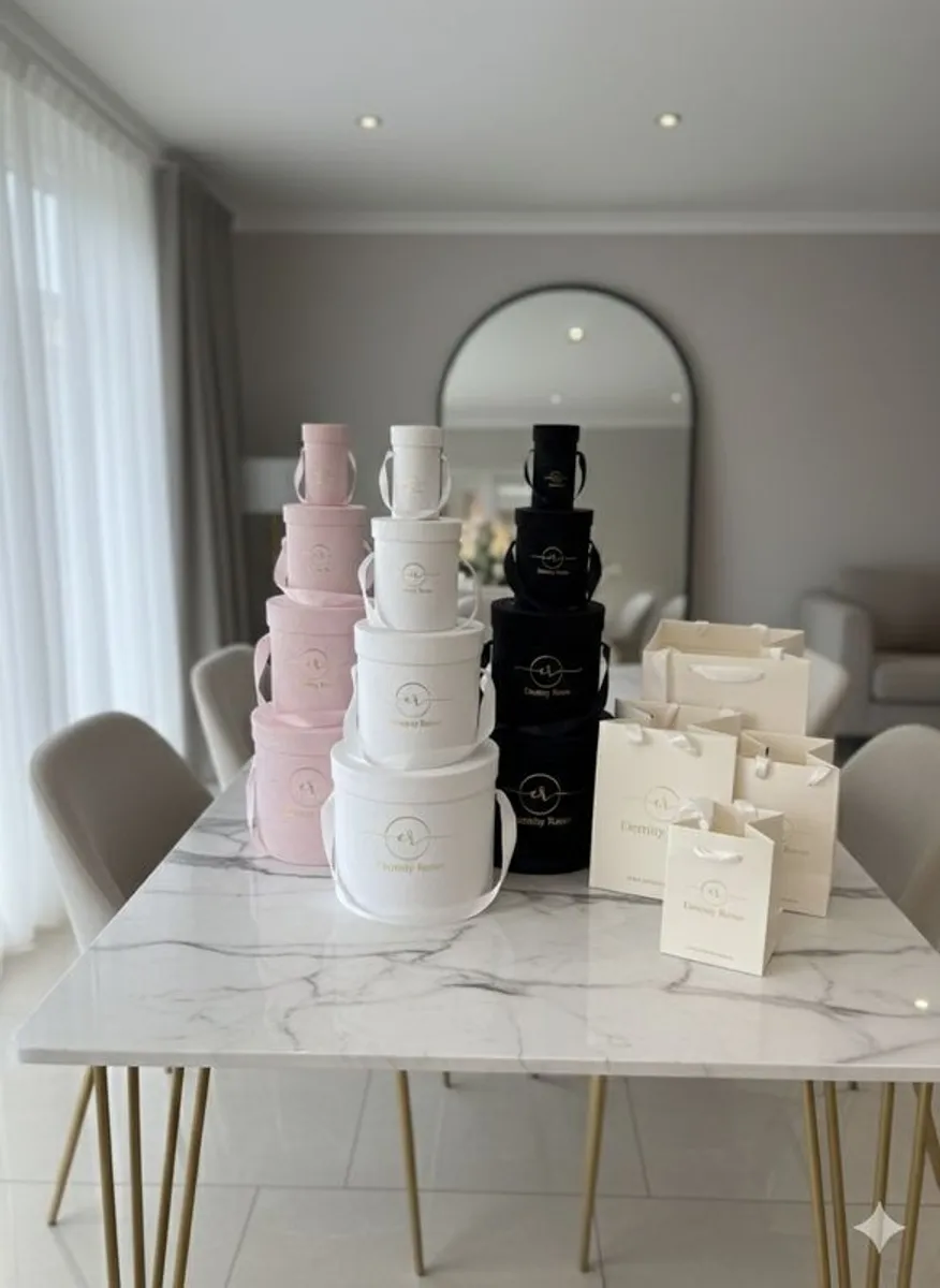 Flower Velvet Boxes set Hat Boxes With Lid And Bags - Image 2