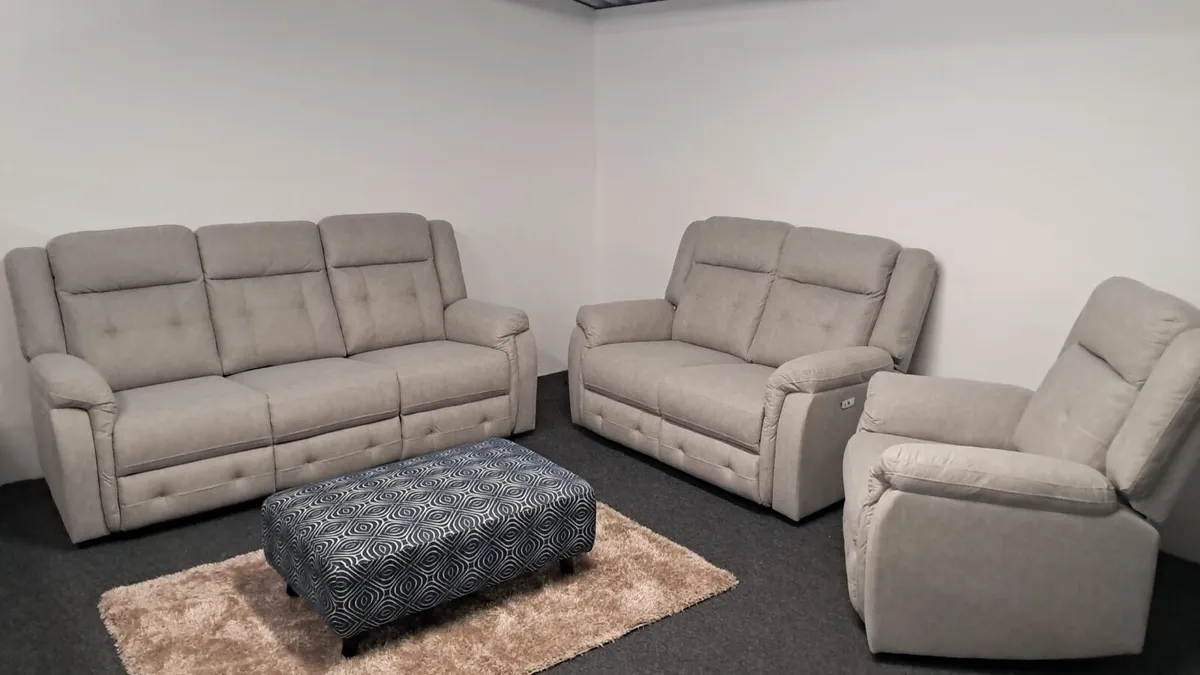 New 3+1+1 Grey Fabric Electric Recliners - Image 3