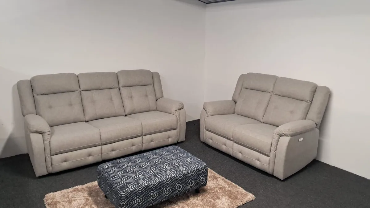 New 3+1+1 Grey Fabric Electric Recliners - Image 2