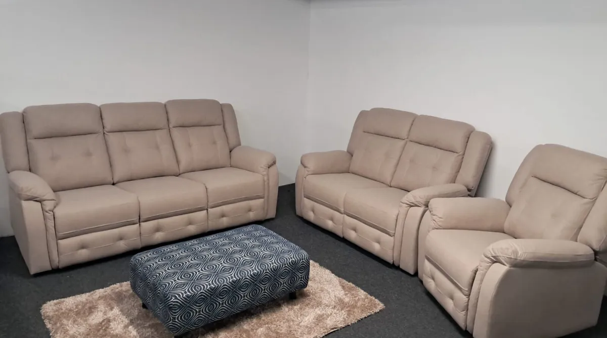 New 3+2 Grey Fabric Electric Recliner Sofas - Image 4