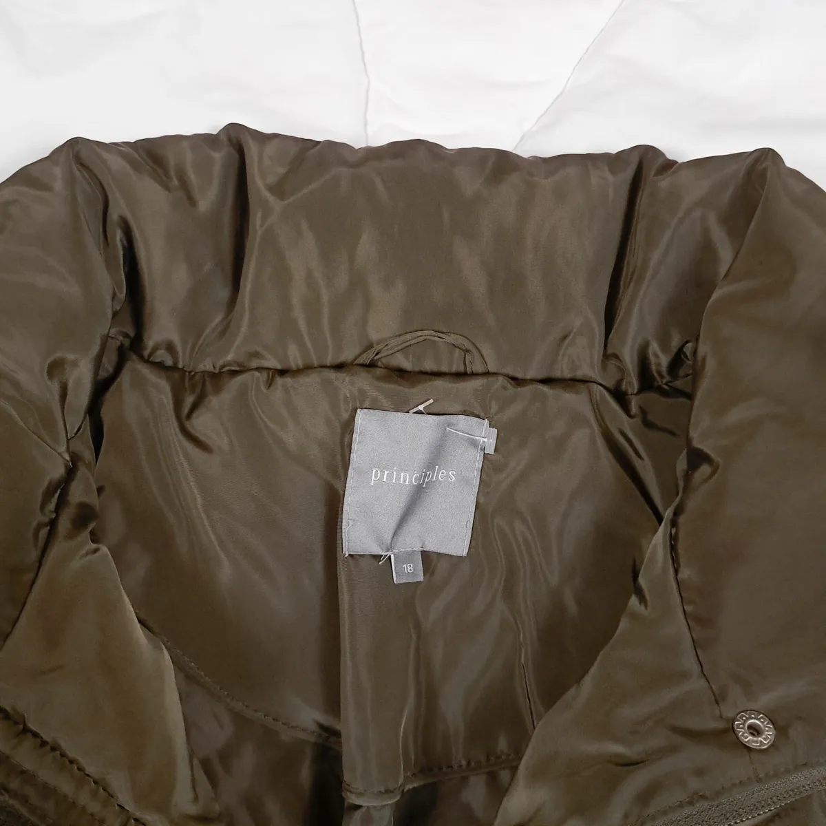 Principles Olive Green Khaki Puffer Long Coat 18UK - Image 3