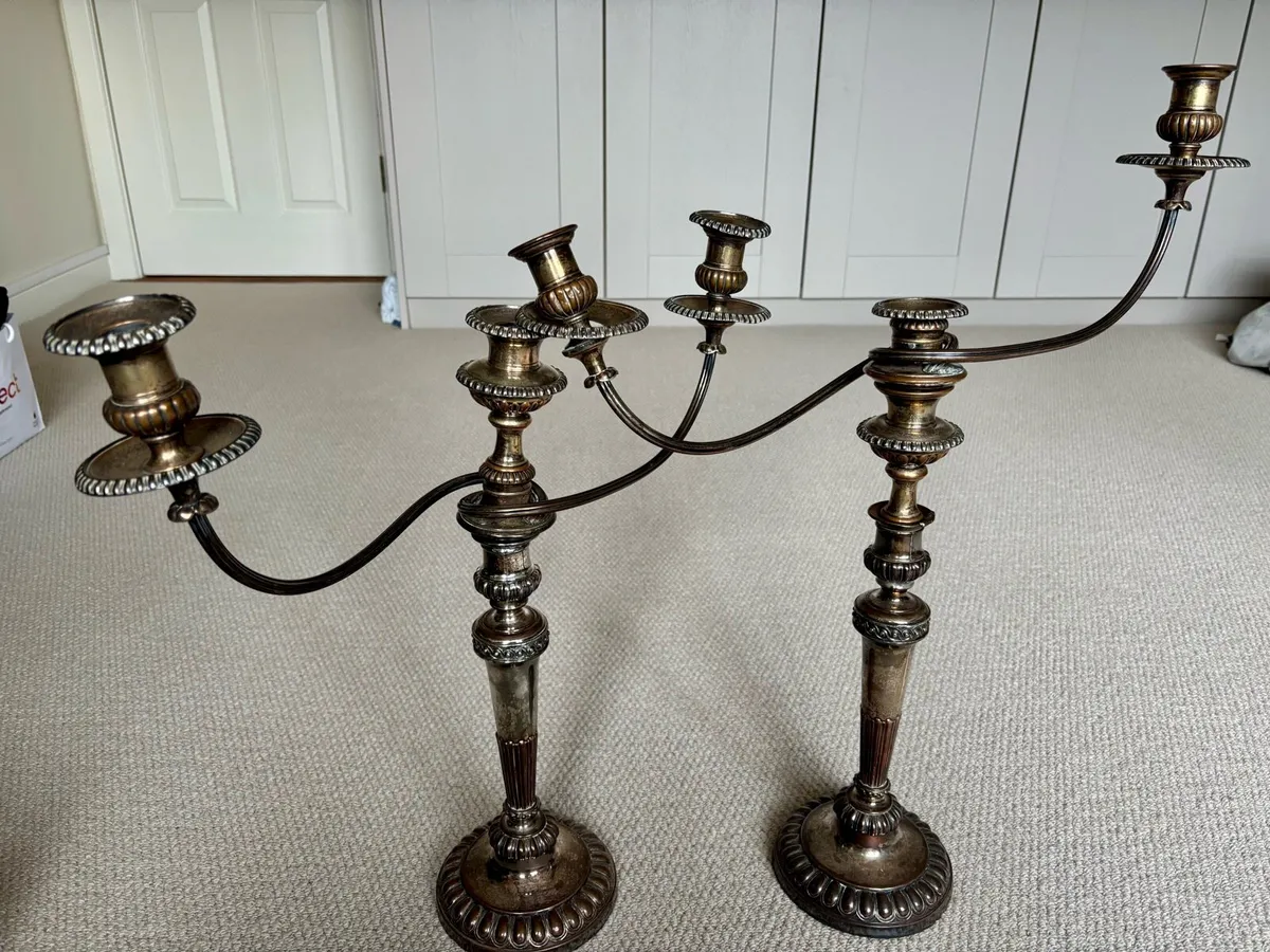 Old Sheffield Plate (OSP) Candlesticks - Image 1
