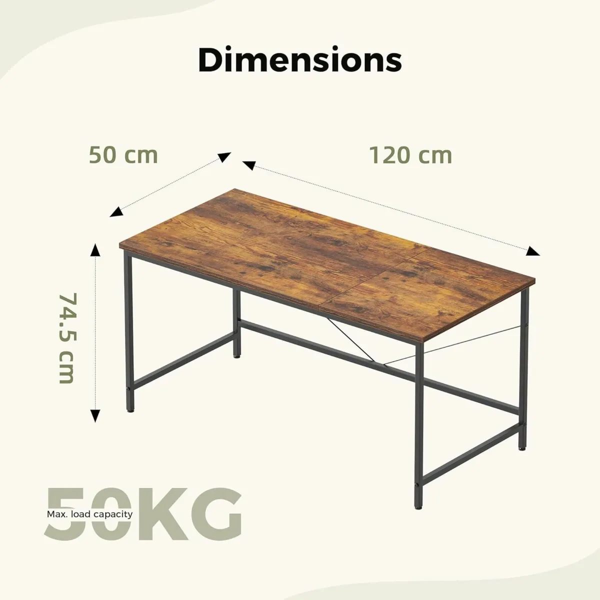 120x50 cm Computer Desk Gaming for Small Spaces - Image 2