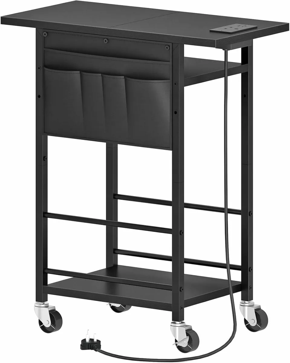 3-Tier Mobile Computer Tower Stand with Power - Image 1