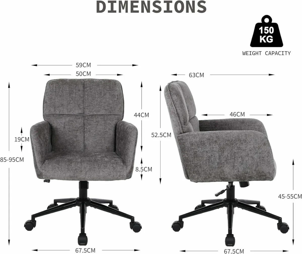 Desk Chair 360 degrees Swivel Office with - Image 3