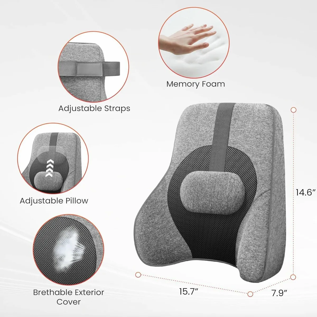 Back Support Pillow for Office Chair Car Lumbar - Image 2