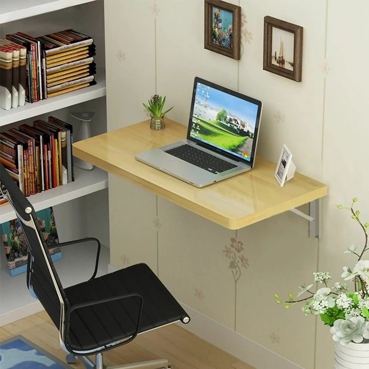 Wall Mounted Table Folding Floating Desk Pine - Image 1