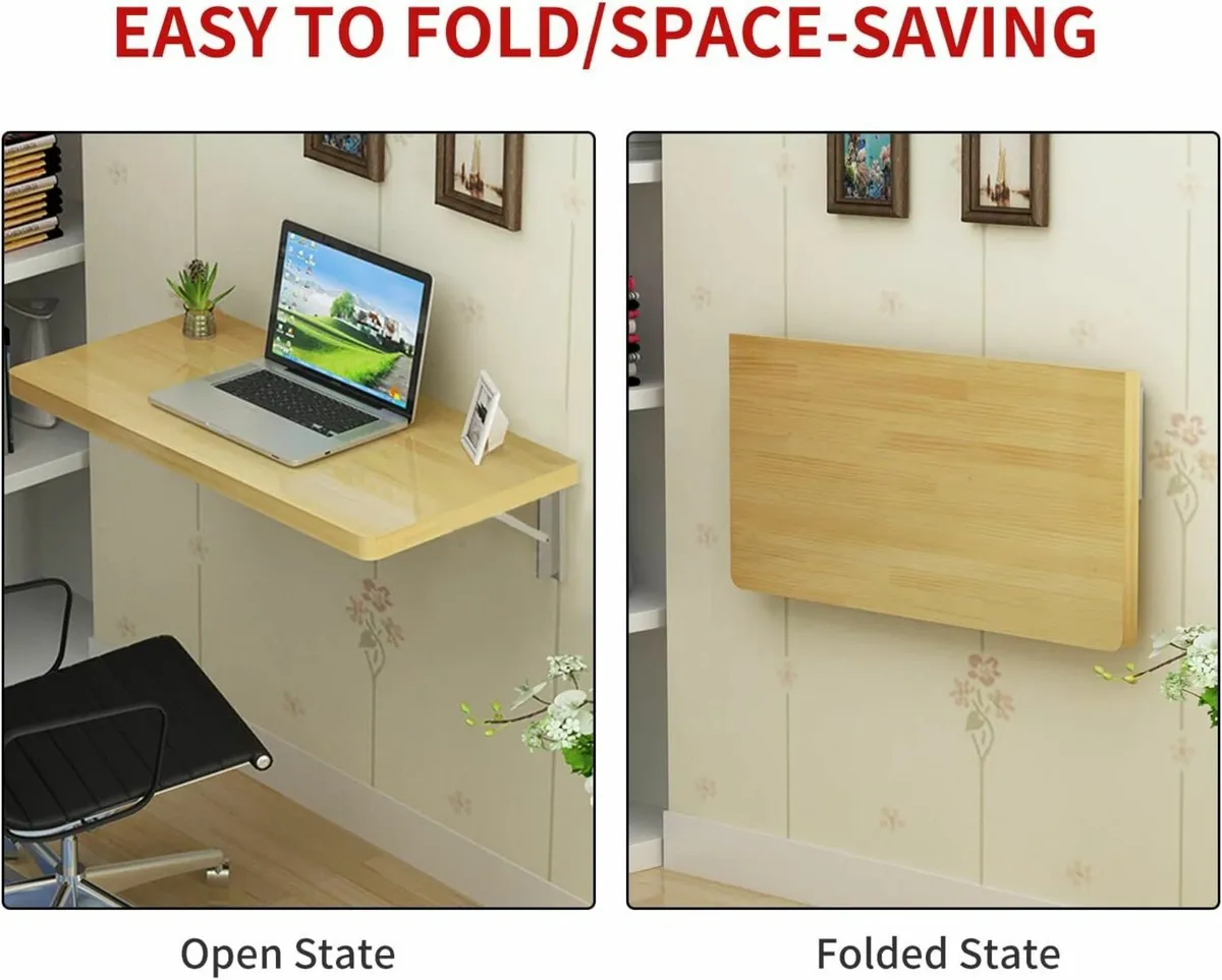 Wall Mounted Table Folding Floating Desk Pine - Image 2