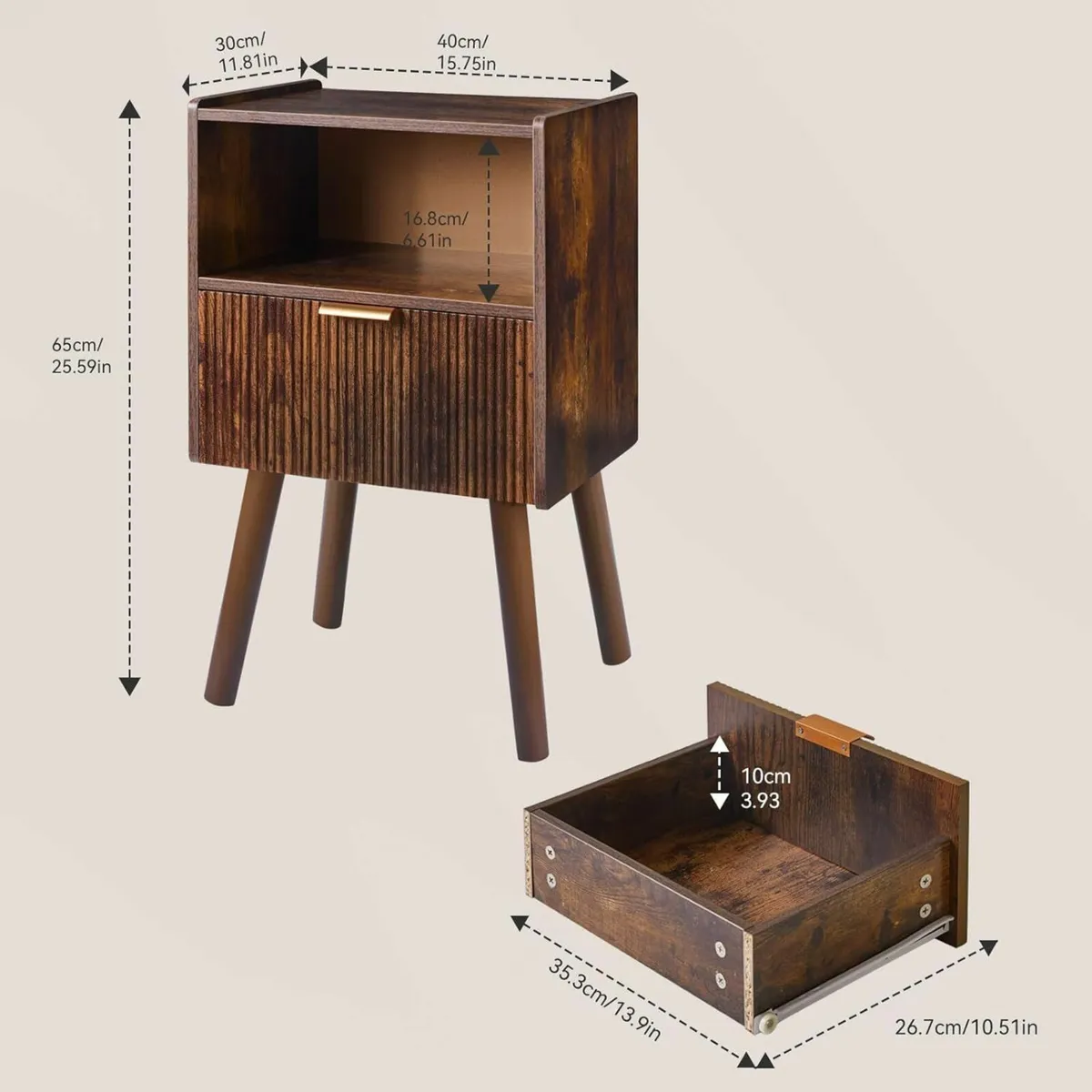 Bedside Table Modern Cabinet with Storage Drawer - Image 3