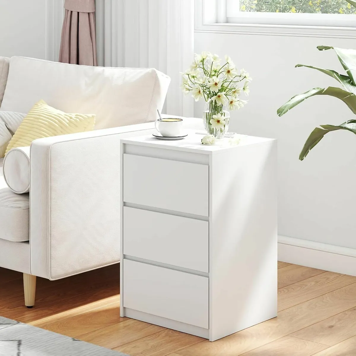 Bedside Table Nightstand with 3 Drawers and Power - Image 3