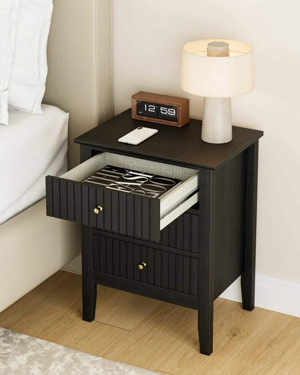 Bedside Cabinet with 3 Drawers Wooden Table - Image 3