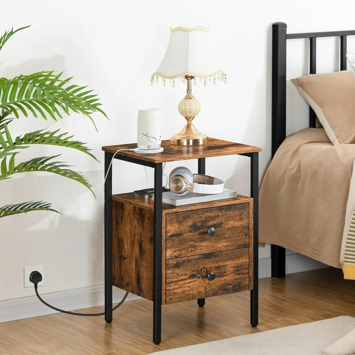 Bedside Table with Charging Station Side 2 - Image 2