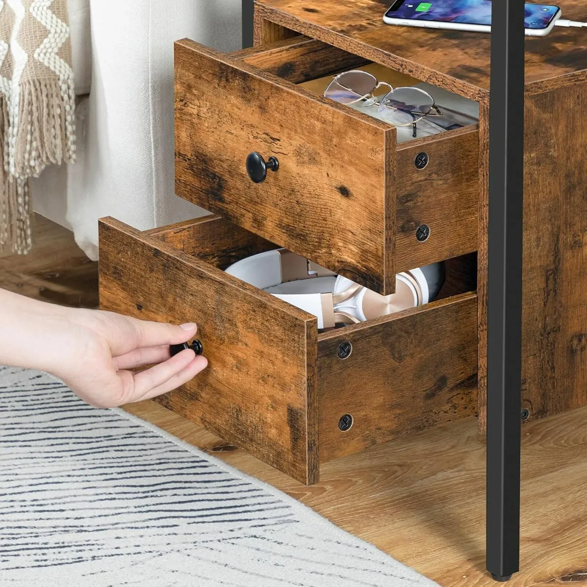 Bedside Table with Charging Station Side 2 - Image 4