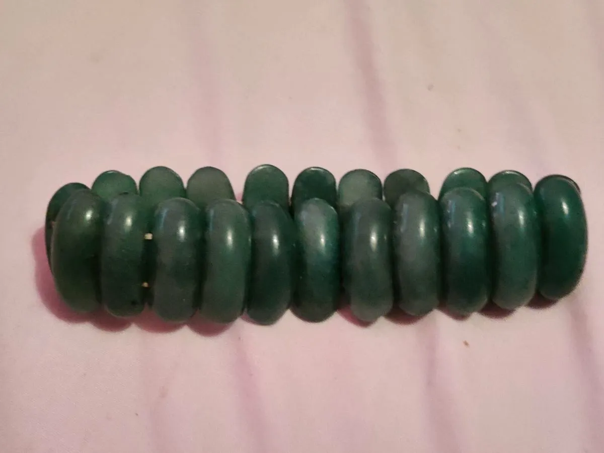 CHUNKY REAL JADE , Deep Green Wide Sized Bracelet - Image 2