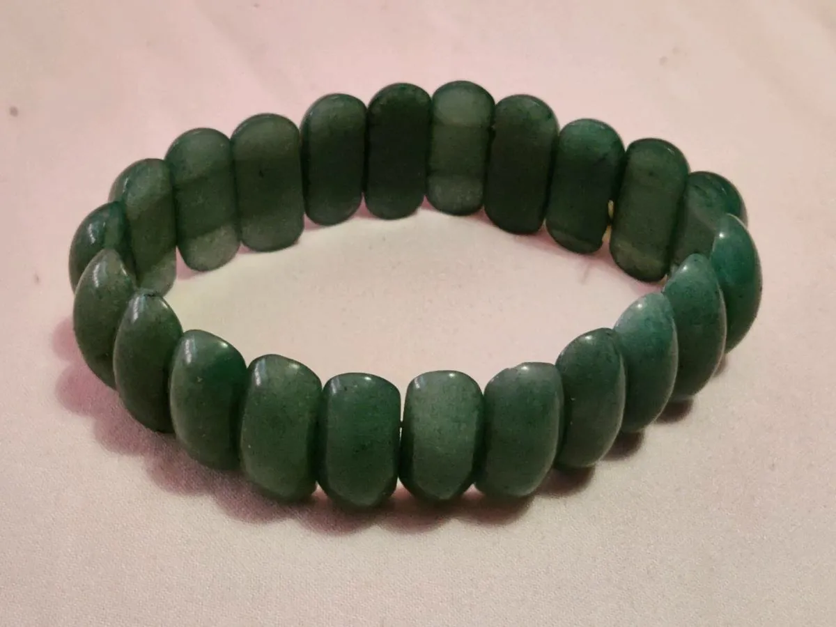 CHUNKY REAL JADE , Deep Green Wide Sized Bracelet - Image 1