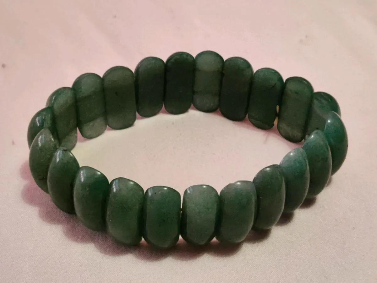 CHUNKY REAL JADE , Deep Green Wide Sized Bracelet - Image 3