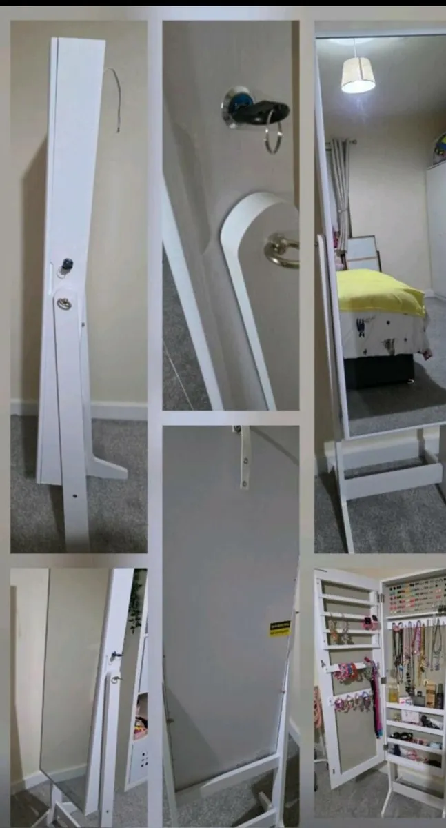 Lockable Jewellery Storage Mirror Armoire Freestan - Image 1