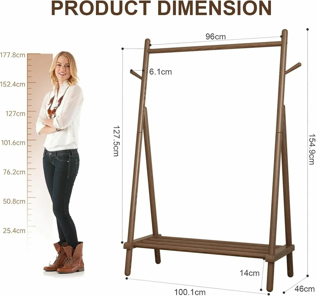 Clothes Rail Rack with Shelf and Hook Sturdy - Image 2