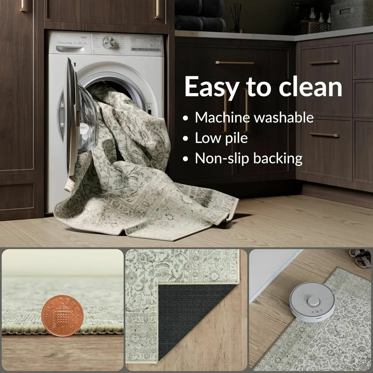 Machine Washable Rug 152x213cm 75% Recycled - Image 4